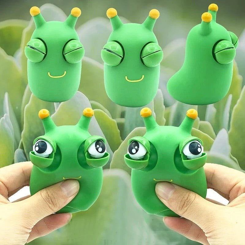 Funny Green Eye Caterpillar Pinch Toys Eyeball Burst Squeeze Toy Adult Kids Stress Relief Fidget Toy Creative Decompression Toy
