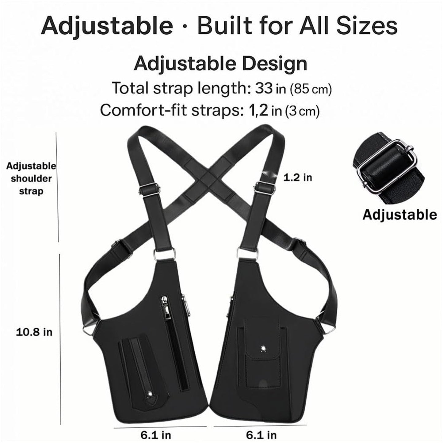 Retro Double Shoulder Strap Multi-pocket Outdoor Anti-theft Tactical Bag Men Crossbody Bags PU Waterproof Phone Bag Chest Bag