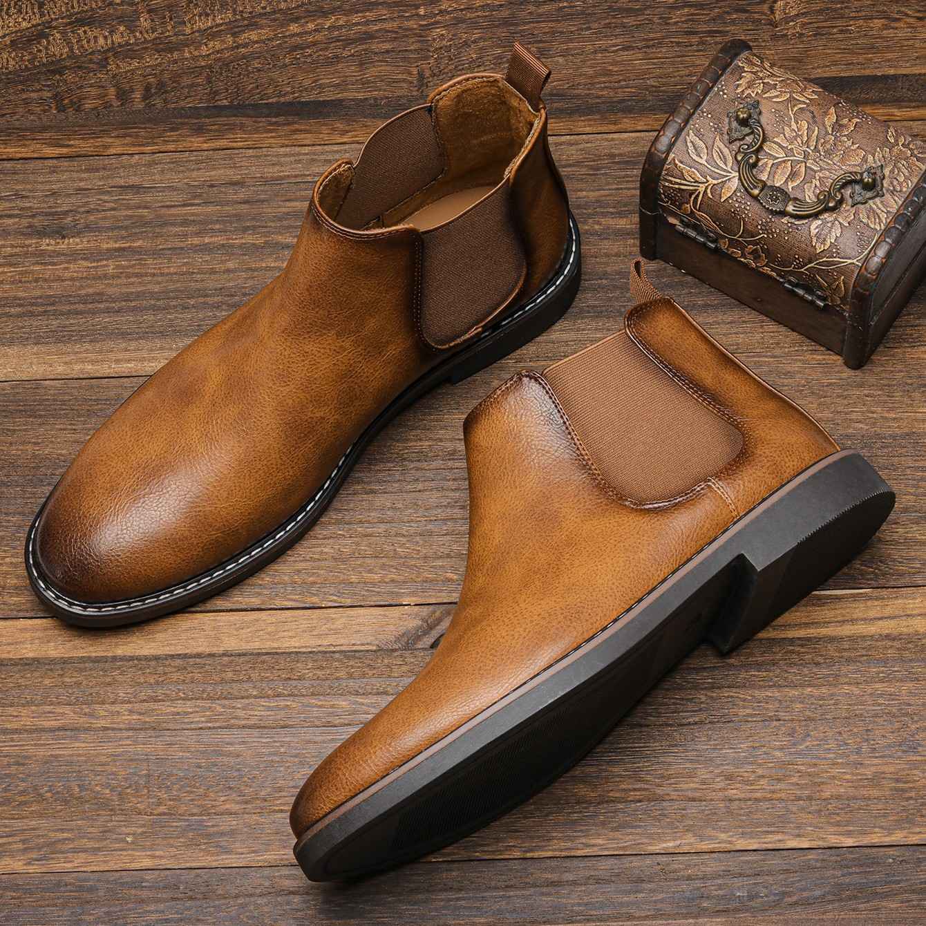 40~46 Botas Masculinas Chelsea Boots Marca Retrô Confortável Moda Masculina
