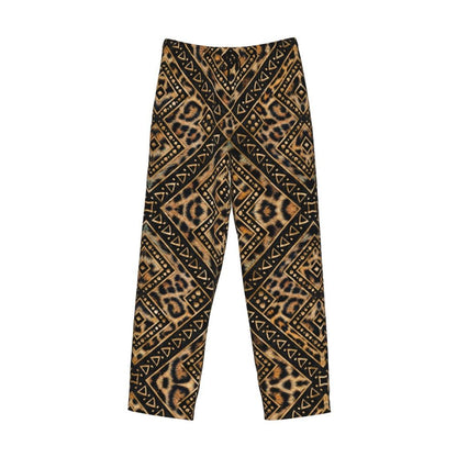 Custom Leopard Print Pajama Pants Men's Animal Skin Sleepwear Lounge Sleep Bottoms Stretch with Pockets