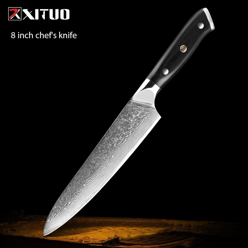 1-9 PCS Chef Knife Set Damascus Steel Kitchen Knives Razor Sharp Cleaver,Paring,Bread,Boning,Chef Special Knife With G10 Handle