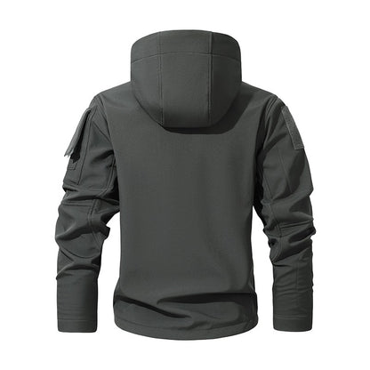 Men's Silent Soft Shell Camouflage Tactical Jacket Waterproof Warm Fleece Hunting Jackets Outdoor Hiking Fishing Hooded Coat