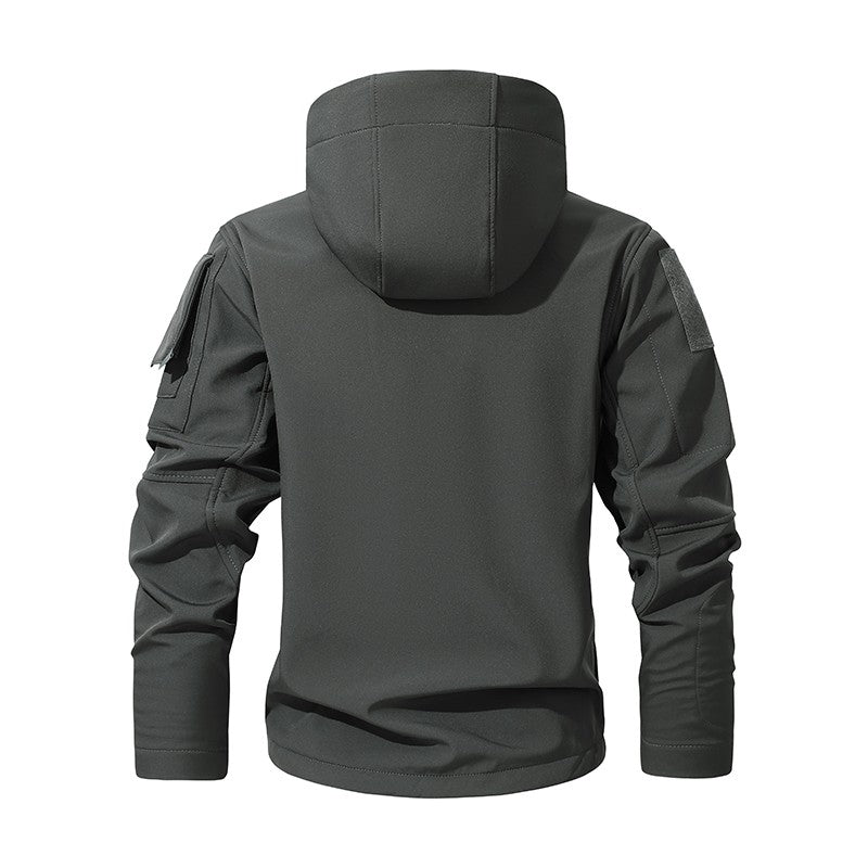 Men's Silent Soft Shell Camouflage Tactical Jacket Waterproof Warm Fleece Hunting Jackets Outdoor Hiking Fishing Hooded Coat