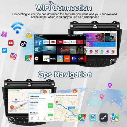 10.1 Inch Android13 Wireless Car Carplay Android Navigation Reversing Camera All-in-one 2+32G CarPlay GPS For Honda Accord 03-07
