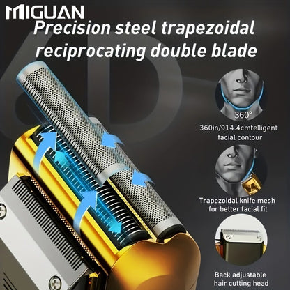 Electric Foil And Bald Shavers 2 In 1 Double Shaver For Men Reciprocating Razor Blade And Popup Beard Trimmer With Rechargeable