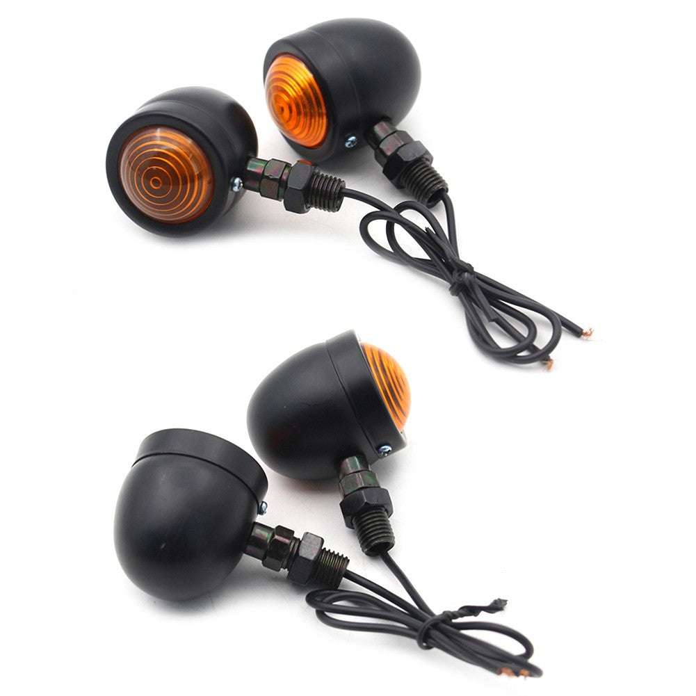 2 peças 12V Piscas Retrô de Metal Lente Âmbar Indicador de Moto Piscas Retrô Luzes de Sinalização de Moto para Harley Racer