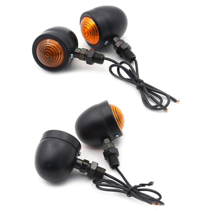 2 peças 12V Piscas Retrô de Metal Lente Âmbar Indicador de Moto Piscas Retrô Luzes de Sinalização de Moto para Harley Racer