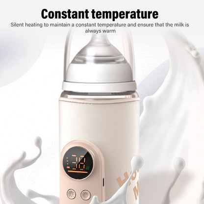 Milk Bottle Warmer Insulated Consistent Temperature USB Rechargeable Fabric ABS Baby Bottle Warmer Quiet Heating for Outdoor