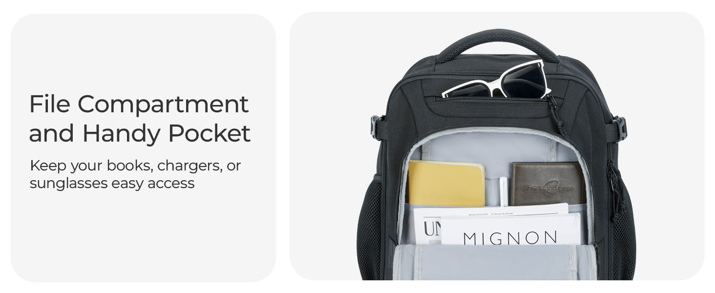 BAGSMART 17" Wheeled Laptop Backpack 40L Carry-On Water-Resistant Rolling Trolley Bag for Travel Work College Men Women