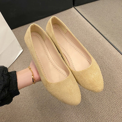 Plus Size 35-42 Women Flats Slip on Candy Color Woman Boat Shoes Black  Faux Suede Ladies Ballet Flats