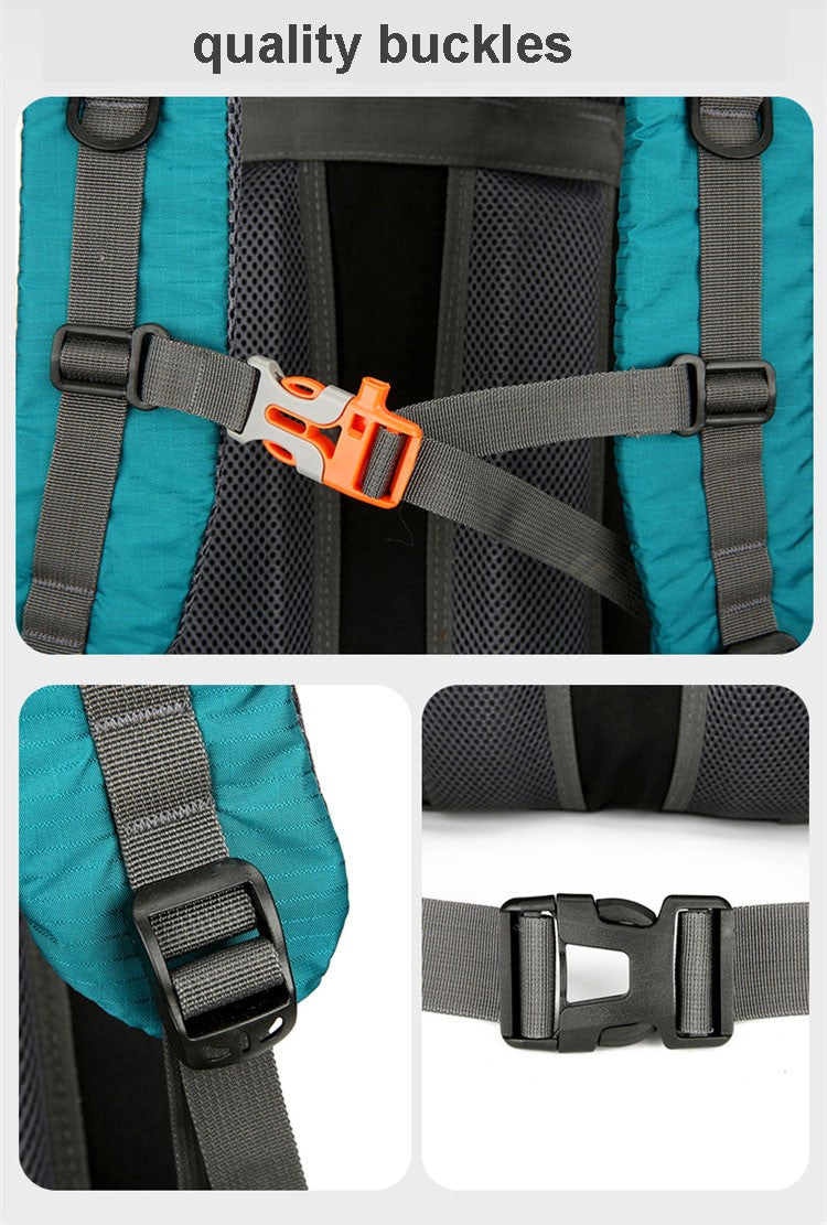 Mochila de acampamento em nylon 70L, bolsa de viagem com capa de chuva, mochila para caminhada ao ar livre, mochila de montanhismo, bolsas de ombro masculinas, bagagem