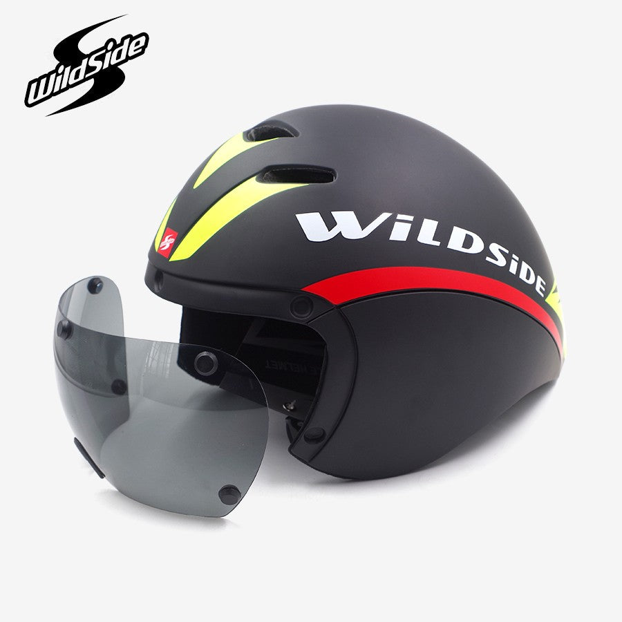 Capacete de Ciclismo de Estrada Wildside Aero TT Capacete de Segurança para Bicicleta de Triathlon Ultraleve com Óculos Acessórios para Bicicleta