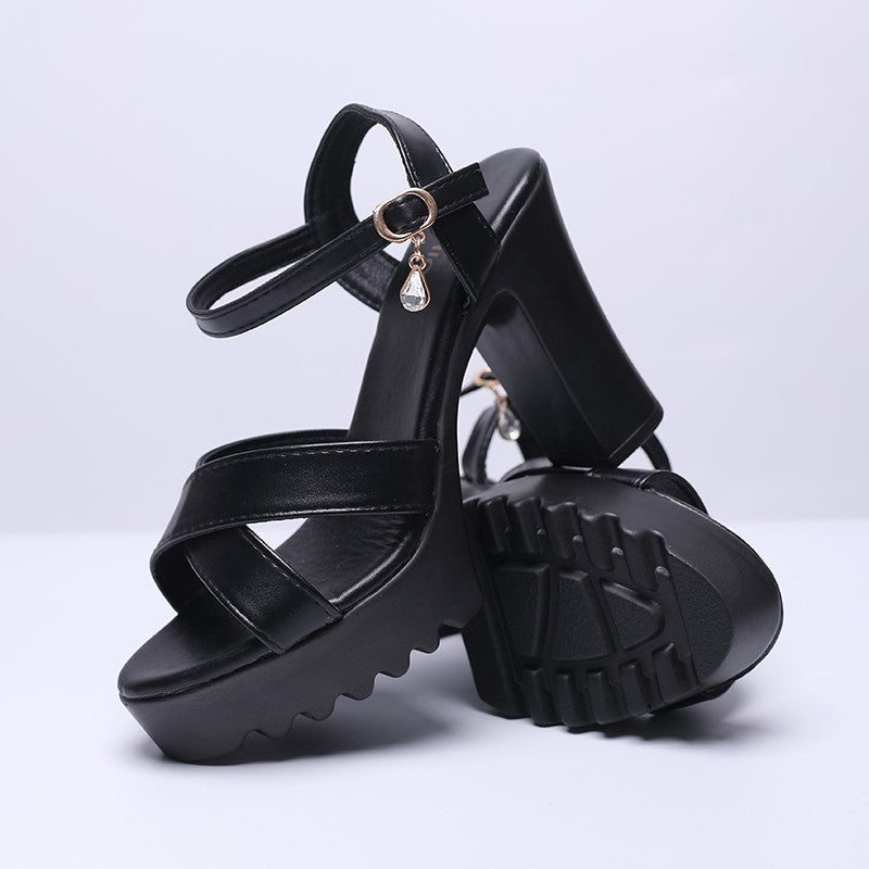 Women Fish Mouth Platform High Heels Wedges Buckle Sandals Shallow Hollow Open Toe Shoes Woman Party Footstep Office Pumps