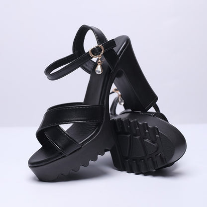 Women Fish Mouth Platform High Heels Wedges Buckle Sandals Shallow Hollow Open Toe Shoes Woman Party Footstep Office Pumps