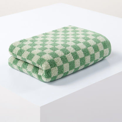 Battilo Plaid Cotton Bath Towels Set Soft Absorbent Daily Cleansing Face Hand Towel Set Patterned Lightweight Towel for Bathroom