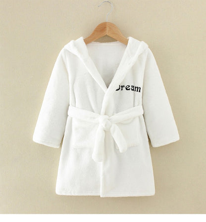 Boy and Girls Flannel Pajamas Robe Autumn and Winter Children Sleepwear Soft Hooded Kids Homewear 2-8 Years