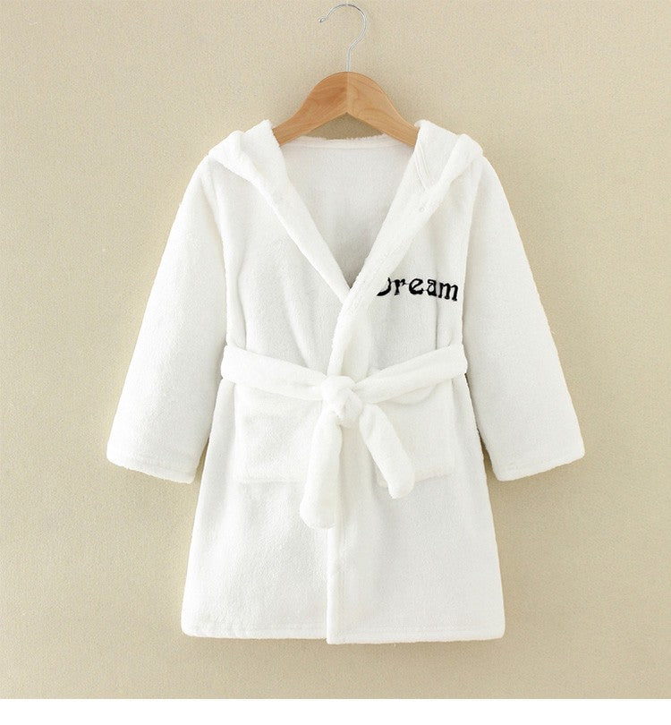 Boy and Girls Flannel Pajamas Robe Autumn and Winter Children Sleepwear Soft Hooded Kids Homewear 2-8 Years