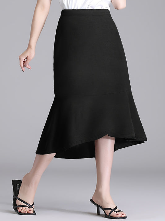 Spring and summer new plus size women's fashion temperament wind solid color half-body skirt