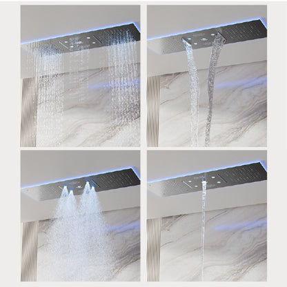 AITANA Sistema de Chuveiro Termostático de Luxo com Display LED em Latão Escurecido, Banheiro, Teto Embutido, Cortina Gigante de Chuva