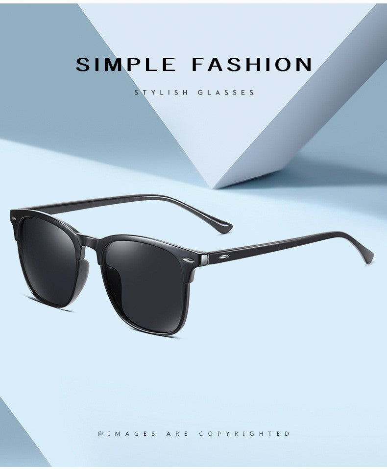 New Polarized Sunglasses Women Black Plastic Full Frame Square Sun Glasses Men Out Door Sun Eyewear Fashionable Eyeglass Uv400
