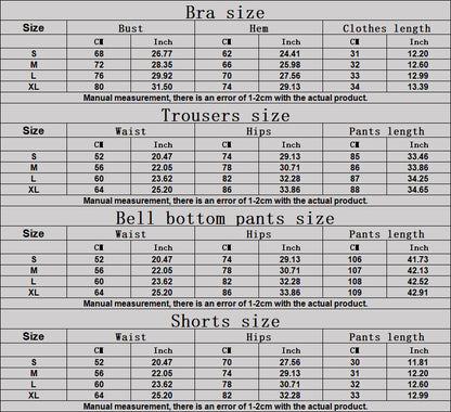 Women's Clothes 2 Pieces Workout Tracksuit Yoga Set Sportswear Gym Clothing High Waist Bell-bottoms Sexy Fitness Bta Sports Suit