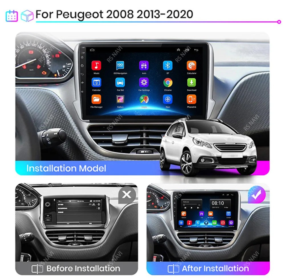 Android 15 Navigation Multimedia Player For Peugeot 2008 208 Series 2012 2013 2014 - 2018 Carplay Auto Stereo BT video Car radio