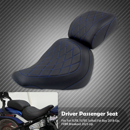 Assento de Passageiro de Motorista de Moto 2 Lugares Preto/Azul/Branco/Vermelho Para Harley Softail Fat Boy FLFB FLFBS 18-Up Breakout FXBR 23-Up