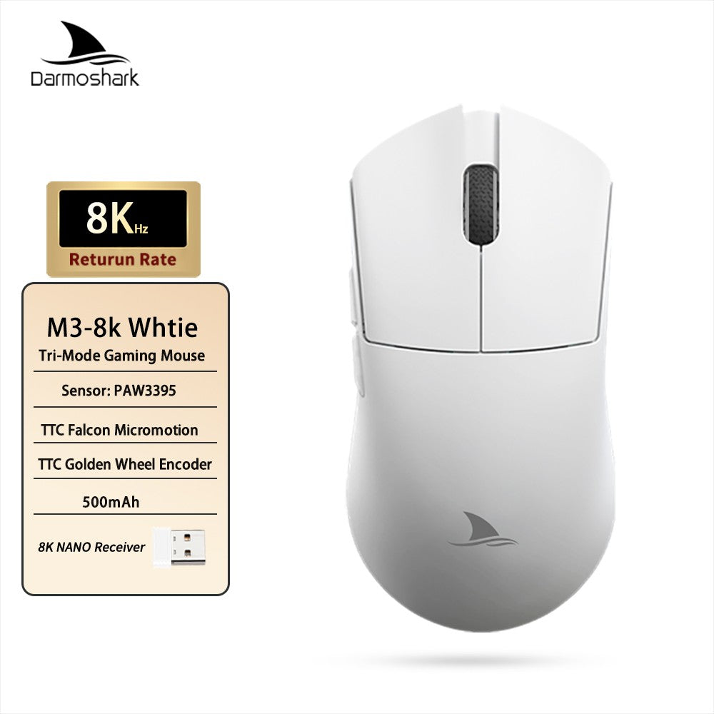 Darmoshark M3 V2 Gaming Mouse Double 8K Wireless Tri Mode 26KDPI PAW3395 Sensor Big Hand Game Macro Mouse For Computer Laptop PC