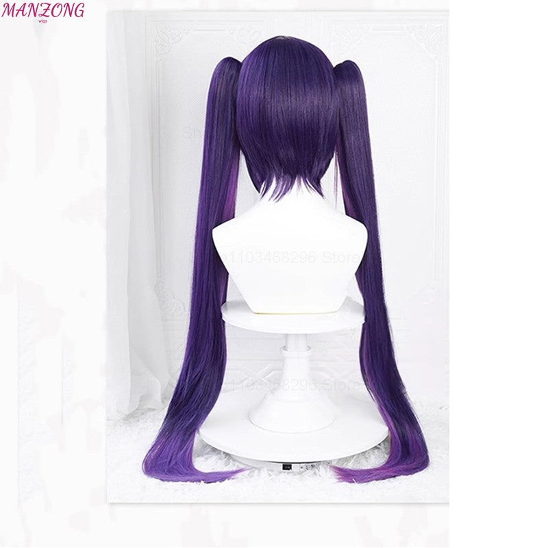 Peruca Cosplay Mona Peruca Roxa Longa 80cm Camadas Perucas Cosplay Anime Perucas Sintéticas Resistentes ao Calor