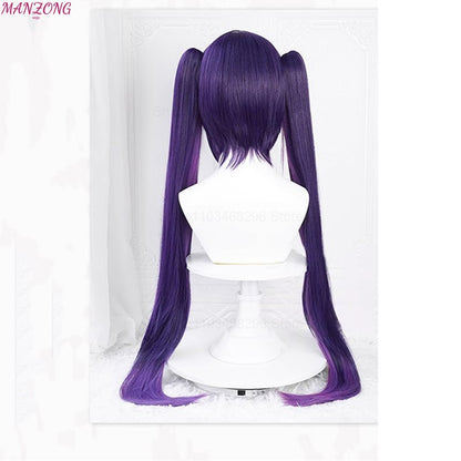 Peruca Cosplay Mona Peruca Roxa Longa 80cm Camadas Perucas Cosplay Anime Perucas Sintéticas Resistentes ao Calor