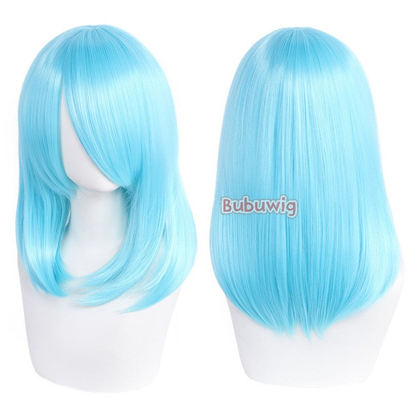Bubuwig Synthetic Hair 30 Colors 40cm Long Straight Anime Fashion Lolita Cosplay Wigs Pure Color Blue Blonde Wig Heat Resistant