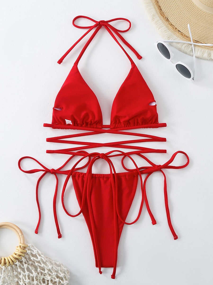 Sexy Micro Bikini 2025 Criss Cross Swimwear Bandage Woman Swimsuit Female Thong Bikinis Set 2 Piece Women Bathing Suit Beachwear