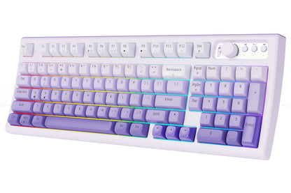 Teclado EWEADN V97 Cute Creamy, Teclado Gamer Sem Fio Bluetooth/2.4GHz com Retroiluminação RGB, Recarregável, Silencioso, para PC Gamer