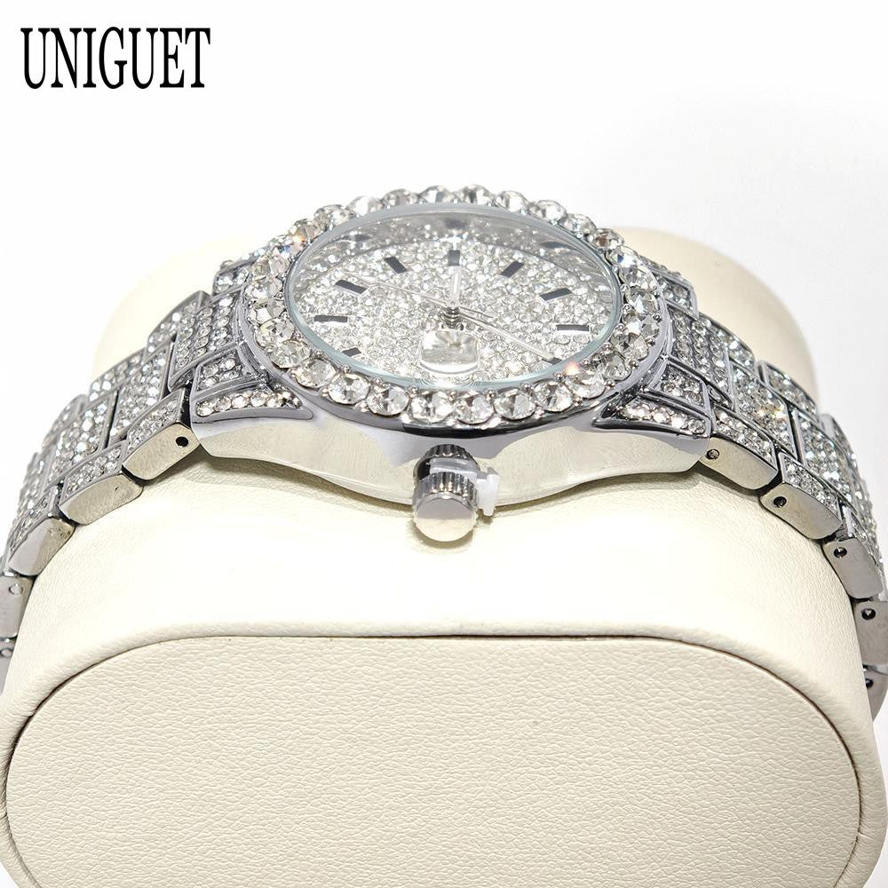 Luxury Jewelry Watch For Womens UNIGUET Fashion Small DialWaterproof Hip Hop Iced Diamond Quartz Wristwatch Small Size For Women