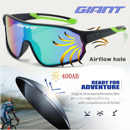 Óculos de Ciclismo Top Seller GIANT UV400 Anti-embaciamento Lentes REVO Nitidez HD Certificação CE/ANSI Design Cateye Bicicleta de Montanha/Estrada para homem e mulher