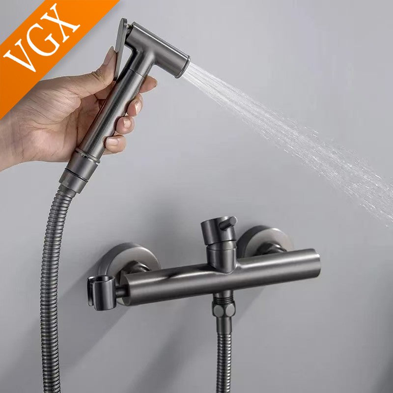 Conjunto de torneira bidê de latão VGX, ducha higiênica portátil, torneira de banheiro quente e fria, lavadora feminina, pulverizador shattaf, ducha higiênica