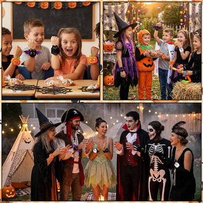 12-48Pcs Halloween Stuffed Slap Bracelets Ghost Plush Trick or Treat Gift Bag Fillers Halloween Party Favors Classroom Prizes