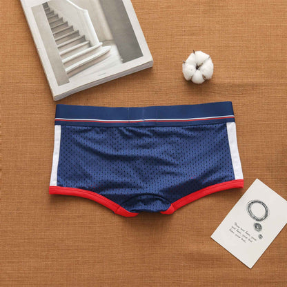 Men's panties, low rise breathable ice silk mesh comfortable tide boxers