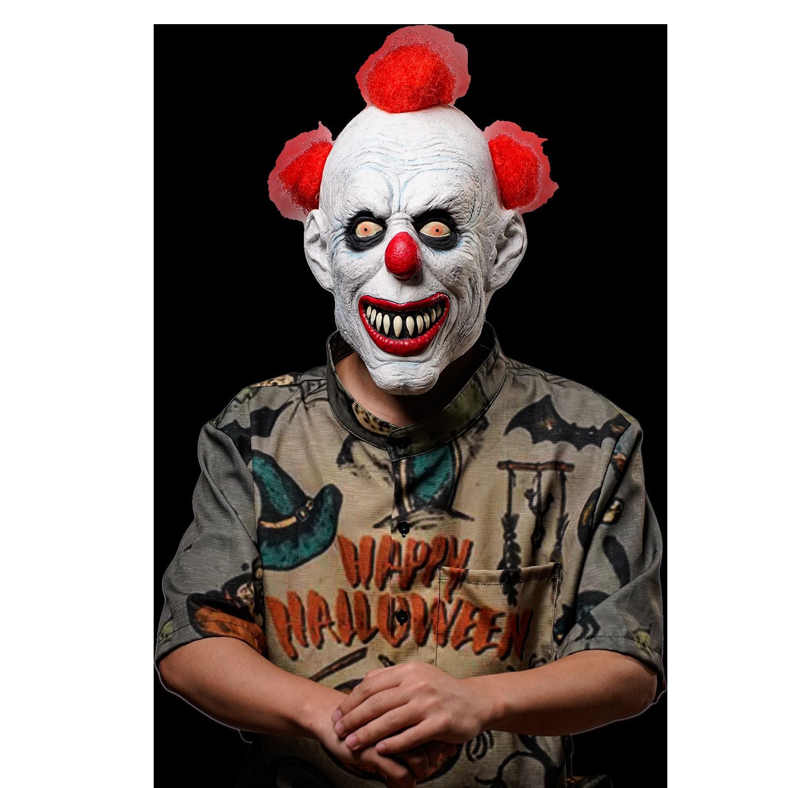 Realistic Texture Scary Clown Latex Mask Halloween Adult Cosplay Costume Prop Thriller Party Full Face Headgear