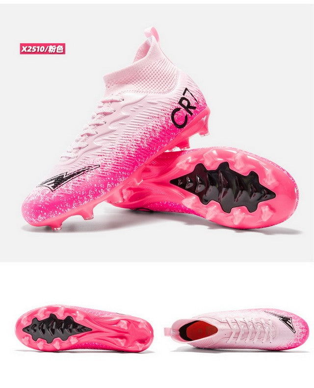 Men Soccer Shoes Football Boots Ultra-light Non-slip Long Spikes Outdoor Professional Cleats Grass Sports Shoes Match Sneakers