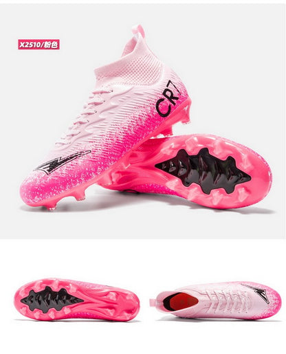 Men Soccer Shoes Football Boots Ultra-light Non-slip Long Spikes Outdoor Professional Cleats Grass Sports Shoes Match Sneakers