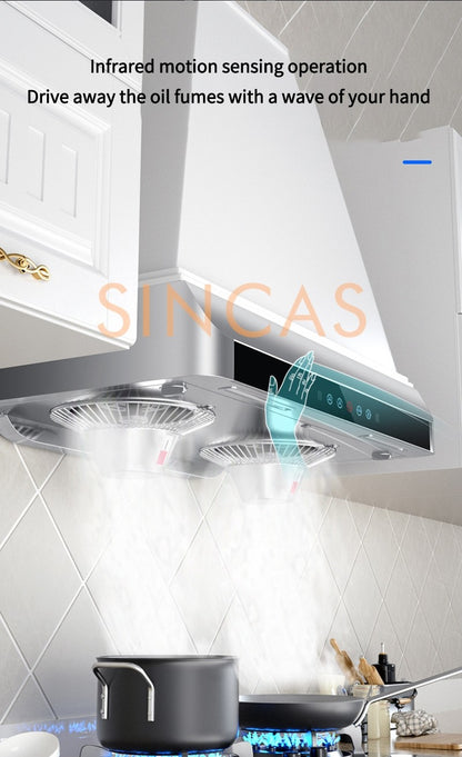 Ultrathin Range Hood For Kitchen Top Suction Dual Motor Strong Suction Force Kitchen Ventilator Energy Conservation Wide 710mm