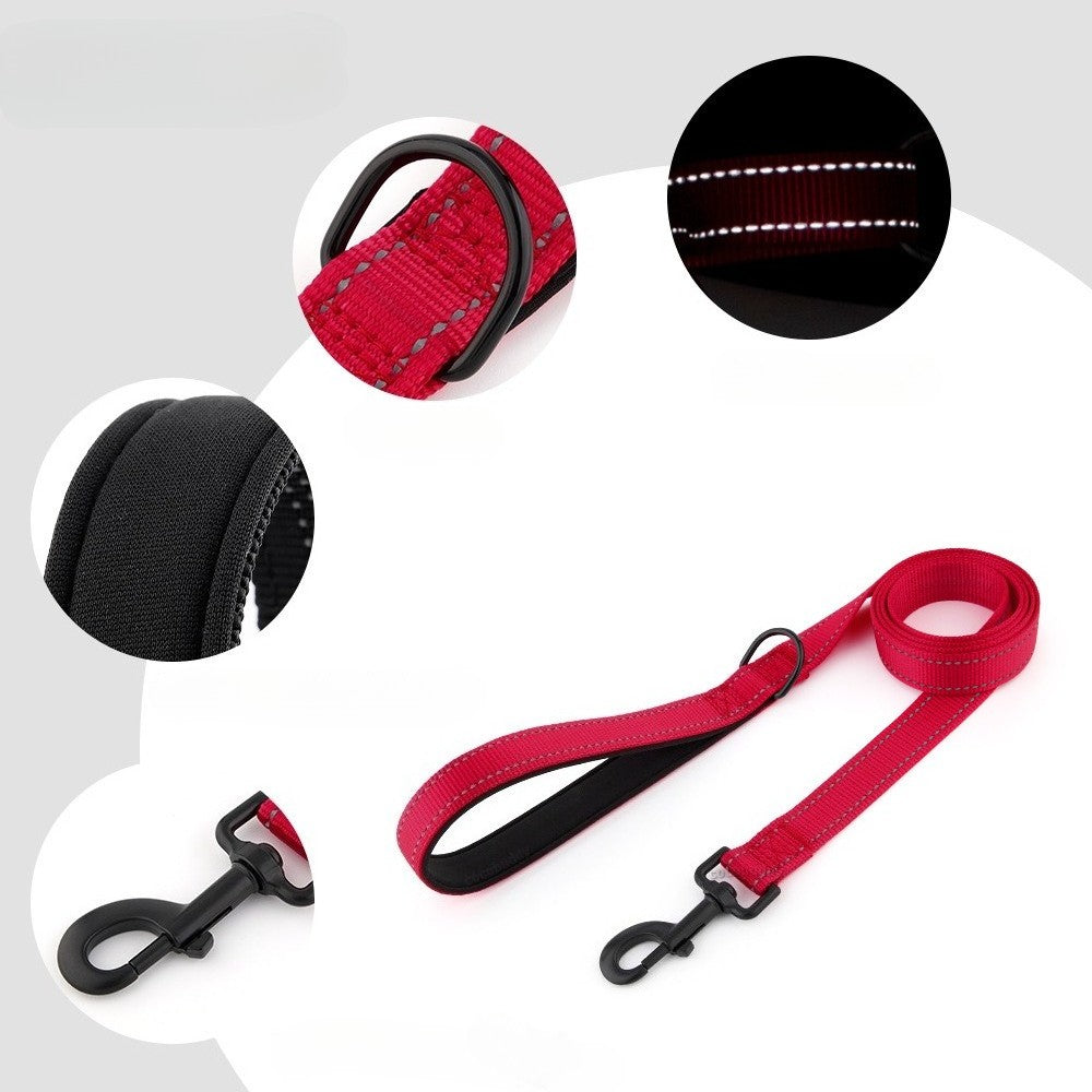 Coleira de cachorro Laeds Leashes, coleira de cachorro de nylon de seda reflexiva para cães grandes, médios e pequenos passearem, corda engrossada para passear com animais de estimação