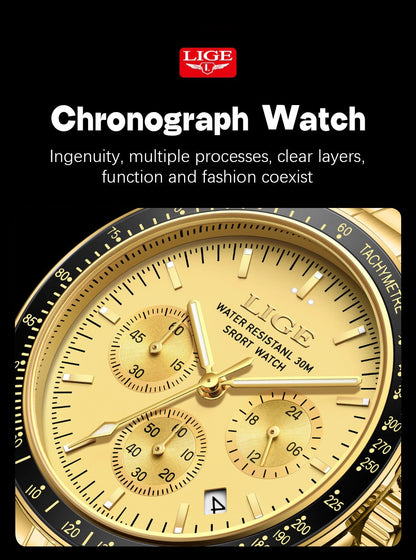 2025 LIGE Top Brand Luxury New Men Watch Quartz Man Watches Waterproof Luminous Watch for Men Date Chronograph Sport Wristwatch