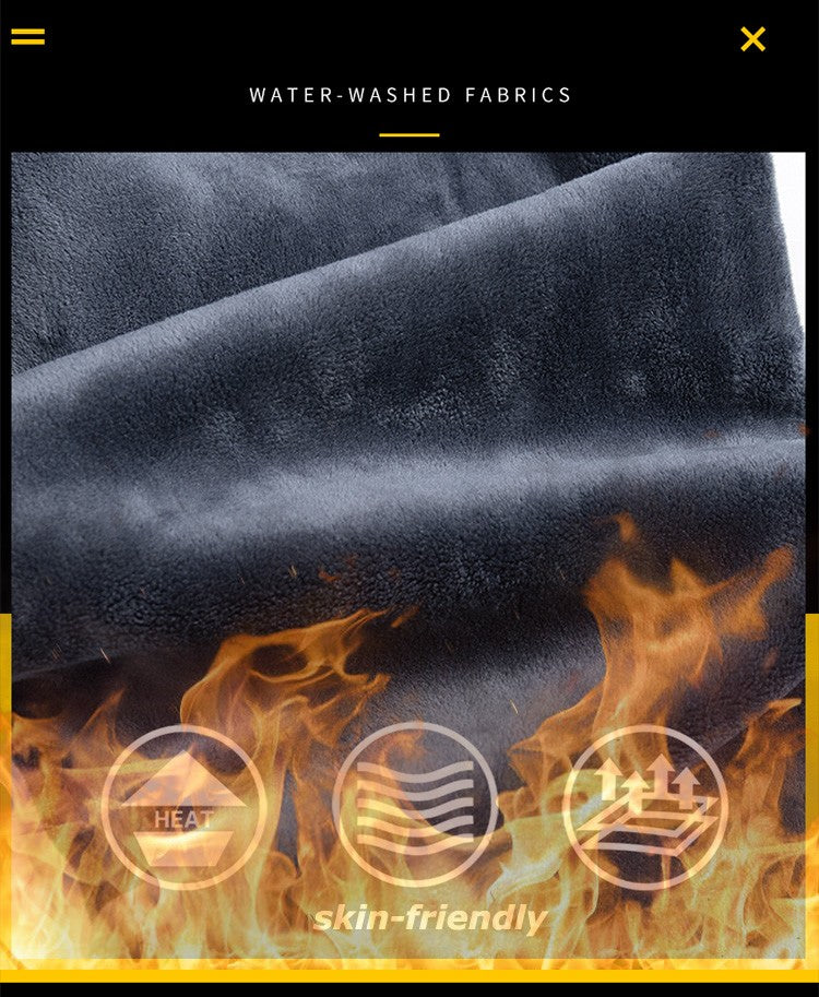 28-40 Large Size Winter Men Plush Thick Fleece Trouser Lambswool Thermal Jeans Casual Pants Windproof Warm Cotton Denim Pants