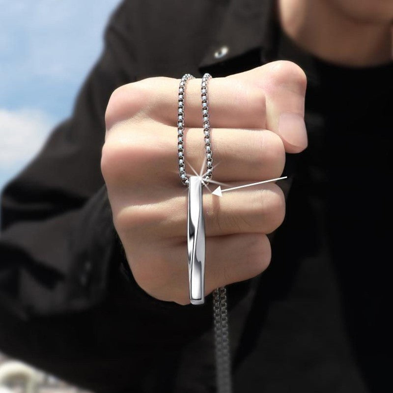 Colar Masculino Pingente Espiral INS Tendência Minimalista Personalidade Cor Prata Aço Inoxidável Corrente Joias Hip-hop Presentes para Festa