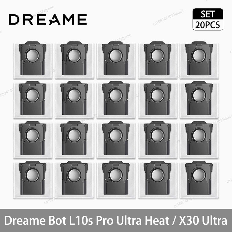 Acessórios para Robô Aspirador Dreame L10s Pro Ultra Heat / X30 Ultra: Escova Principal, Escova Lateral, Pano de Limpeza, Filtro Hepa, Saco de Pó, Peças de Reposição