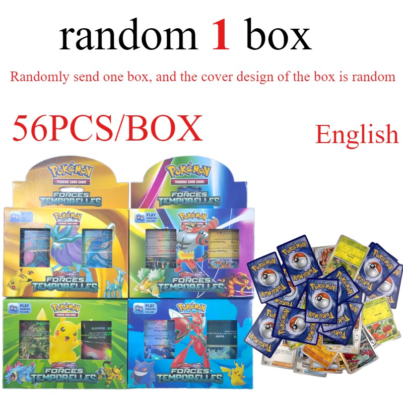 Hot 56pcs/box English Pokemon Collection Cards Edition Flash Cards Charizard Blastoise DIY Game PTCG Game Anime Cards Gift Toy