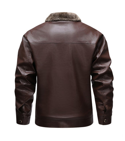 Winter Fleece-lined Leather Jacket Men 2025 New Coat Men's Top Windproof Leisure Mens Streetwear Zipper Retro Moto Biker Jackets
