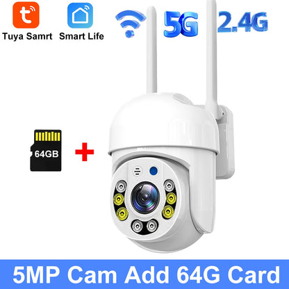 Tuya HD 2.4G/5G Wifi IP Camera PTZ Outdoor waterproof Home Security-protection Full Color Night Vision Audio Surveillance Cam